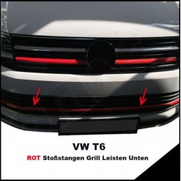 EMBELLECEDOR PARACHOQUES DELANTERO ACERO INOXIDABLE ROJO VW T6 T