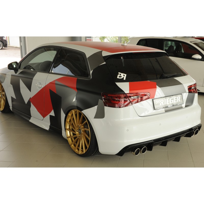 ANADIDO FALDON TRASERO AUDI A3 8V 3 5 PTAS S LINE NEGRO BRILLO