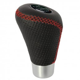 POMO CAMBIO MARCHA LEATHER NEGRO ROJO