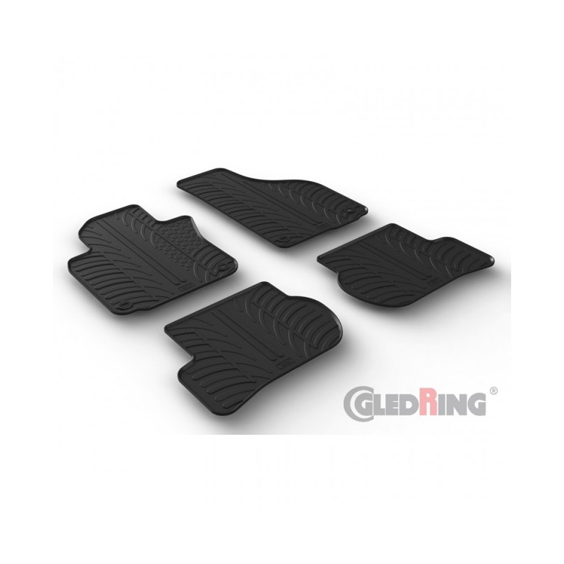 Alfombras de goma VW Scirocco 2008 Negras 4 piezas