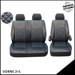 JUEGO FUNDAS ASIENTO CUERO VW T5  T6 MULTIVAN CARAVELLE NEGRO AZ