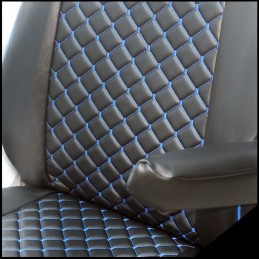 JUEGO FUNDAS ASIENTO CUERO VW T5  T6 MULTIVAN CARAVELLE NEGRO AZ