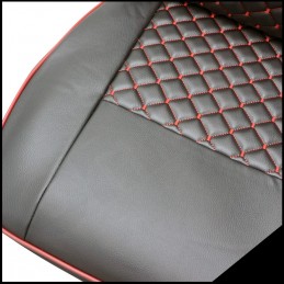 JUEGO FUNDAS ASIENTO CUERO VW T5 T6 MULTIVAN CARAVELLE NEGRO ROJ