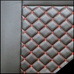 JUEGO FUNDAS ASIENTO CUERO VW T5 T6 MULTIVAN CARAVELLE NEGRO ROJ