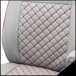 JUEGO FUNDAS ASIENTO CUERO VW T5 T6 MULTIVAN CARAVELE GRIS ROJO 