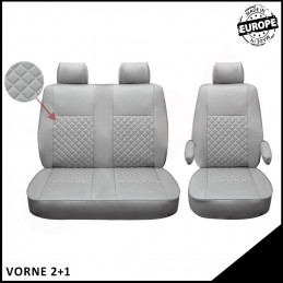 JUEGO FUNDAS ASIENTO CUERO VW T5  T6 MULTIVAN CARAVELLE GRIS GRI