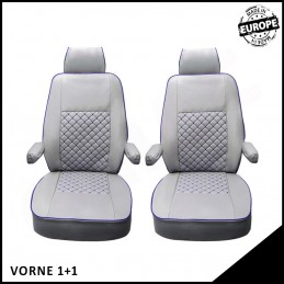 JUEGO FUNDAS ASIENTO CUERO VW T5 T6 MULTIVAN CARAVELLE GRIS AZUL