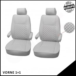 JUEGO FUNDAS ASIENTO CUERO VW T5 T6 MULTIVAN CARAVELLE GRIS GRIS