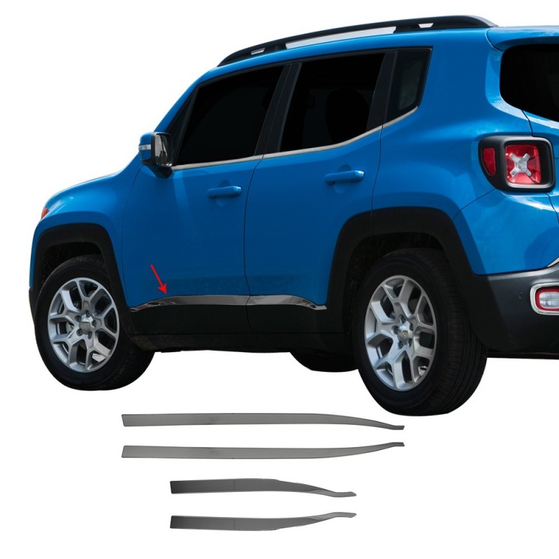 JUEGO MOLDURAS LATERALES ACERO INOX JEEP RENEGADE 2014  NEGRAS