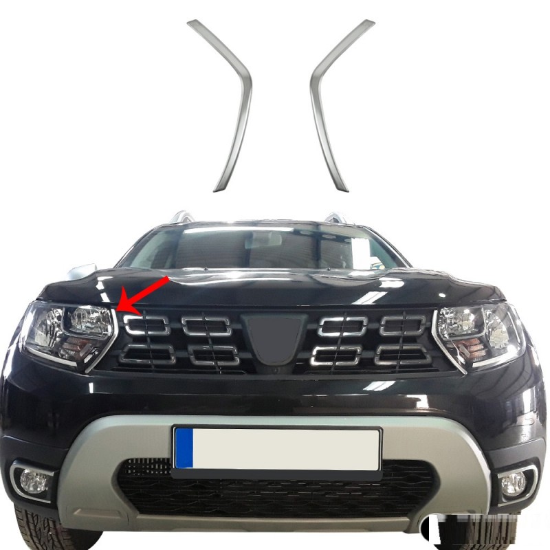 Moldura acero inoxidable faros Dacia Duster 2018  2 piezas mate