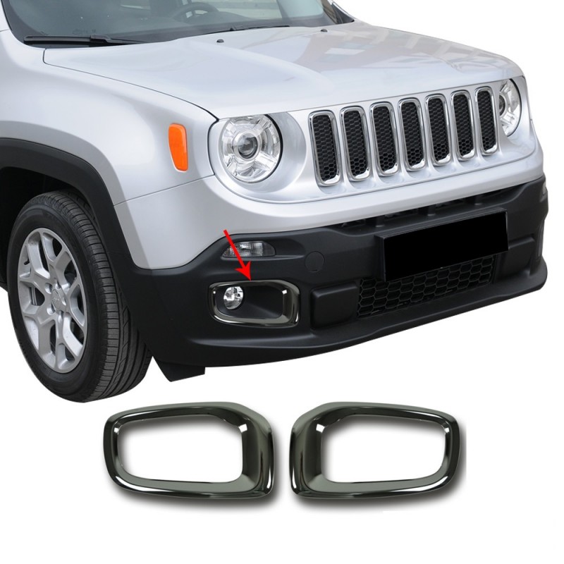 MARCOS ACERO INOXIDABLE ANTINIEBLAS JEEP RENEGADE 2014  NEGROS