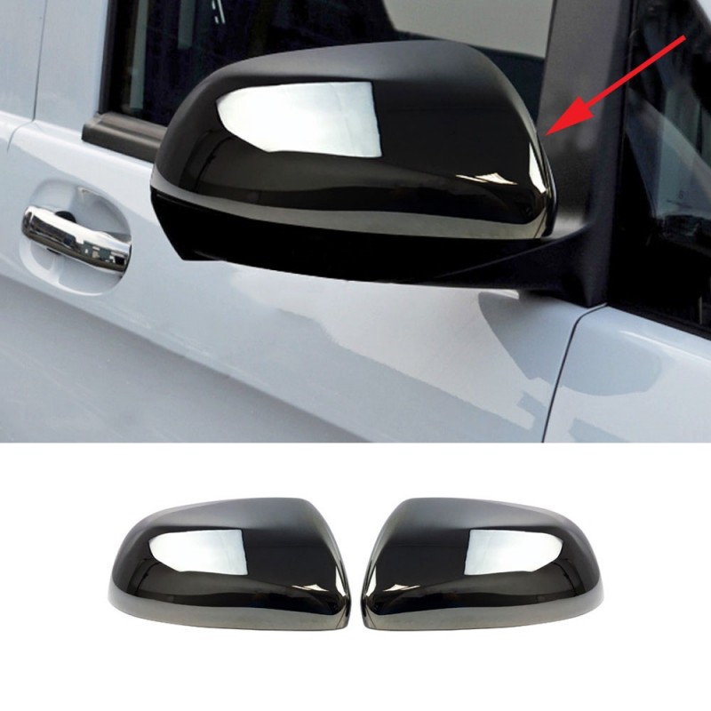 CUBRE RETROVISORES CROMADOS NEGROS MERCEDES VITO W447 2014 