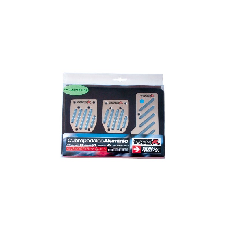 JUEGO CUBREPEDALES  ldquo TYPE R rdquo  ALU C ILUMINACION AZUL