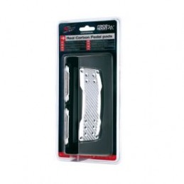 JUEGO CUBREPEDALES CON CARBONO REAL PLATA